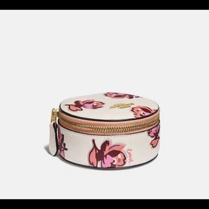 Authentic Coach Round Jewelry Case with Floral Print